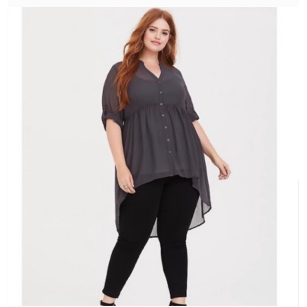 Storm grey chiffon top